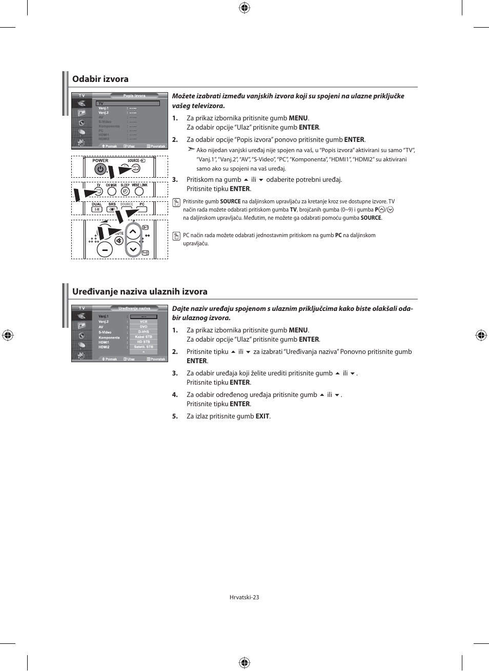 Odabir izvora, Uređivanje naziva ulaznih izvora | Samsung LE40F71B User Manual | Page 289 / 355