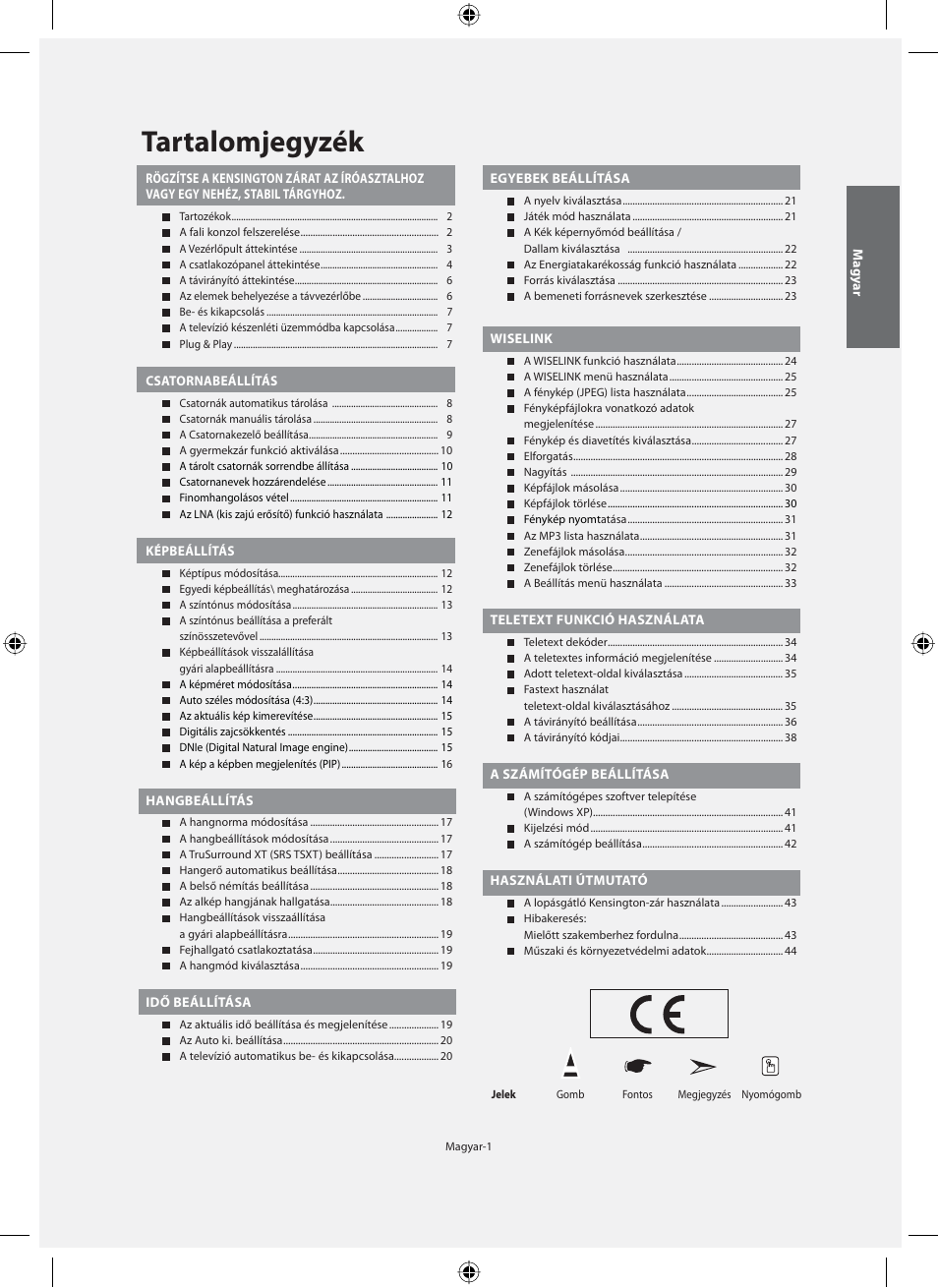 Tartalomjegyzék | Samsung LE40F71B User Manual | Page 47 / 355