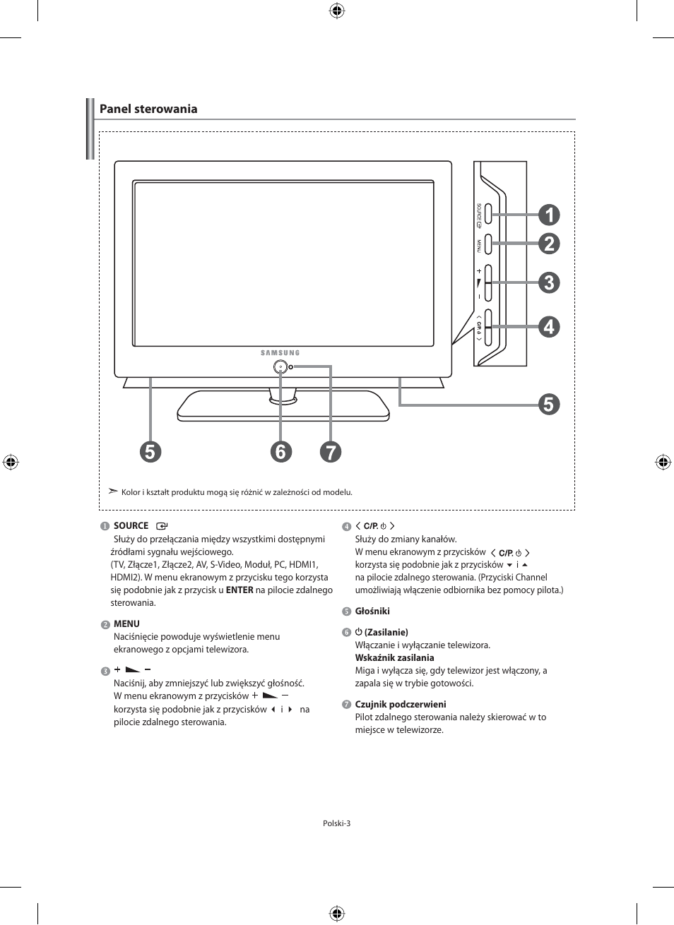 Panel sterowania | Samsung LE40F71B User Manual | Page 93 / 355