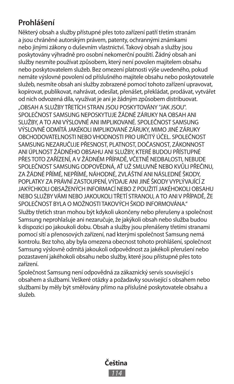 Prohlášení | Samsung EK-GC100 User Manual | Page 115 / 559