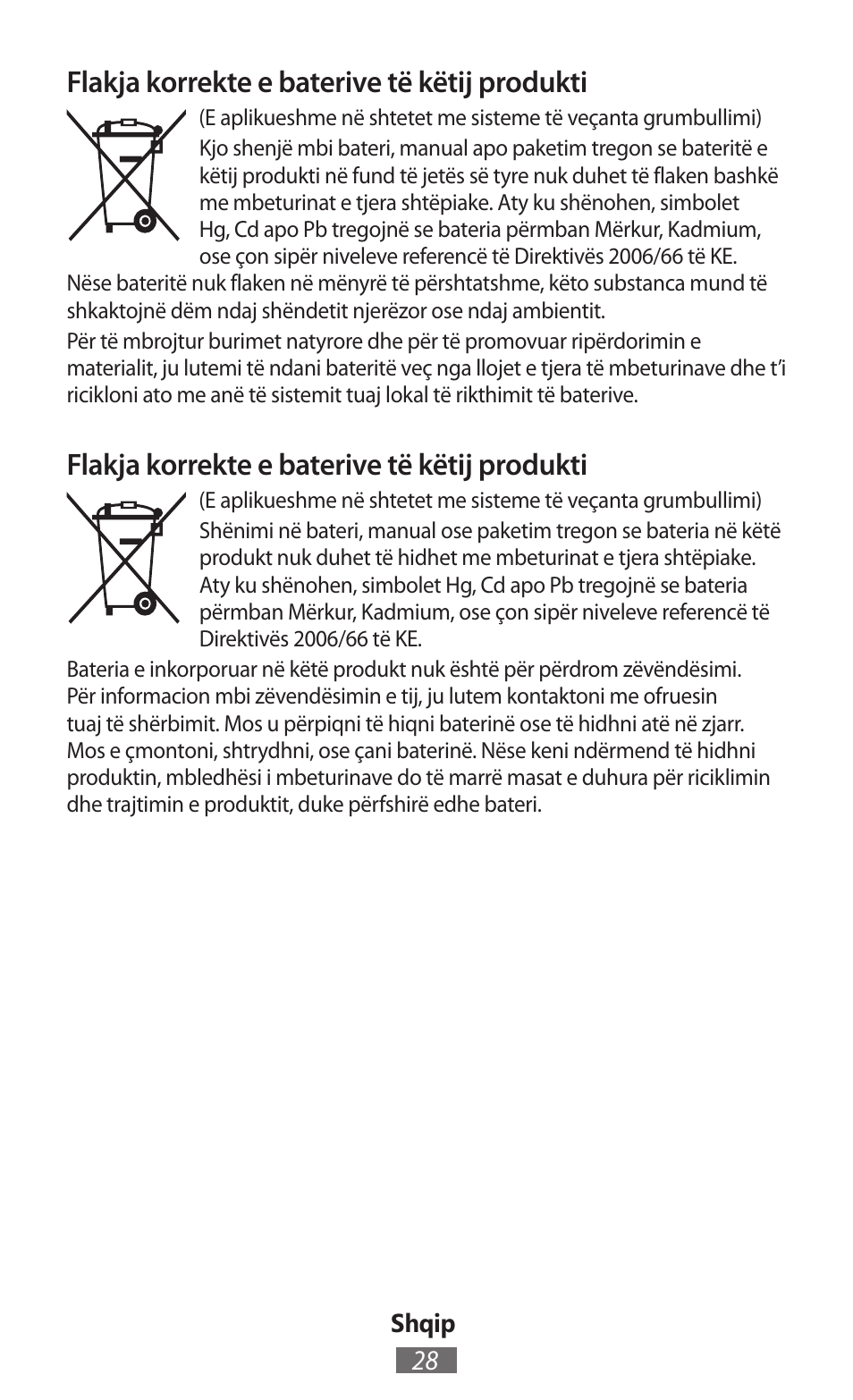 Flakja korrekte e baterive të këtij produkti | Samsung EK-GC100 User Manual | Page 29 / 559