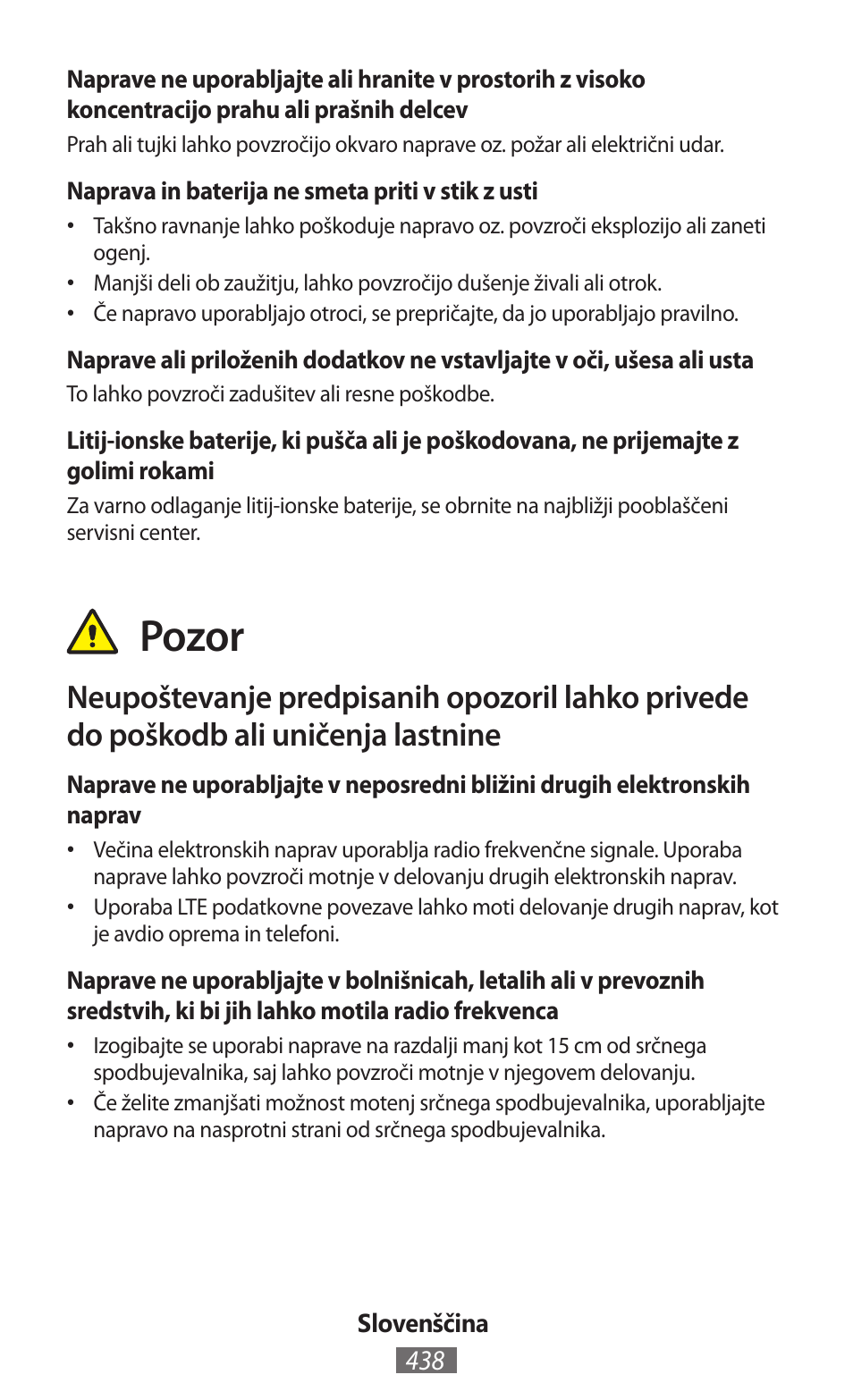 Pozor | Samsung EK-GC100 User Manual | Page 439 / 559