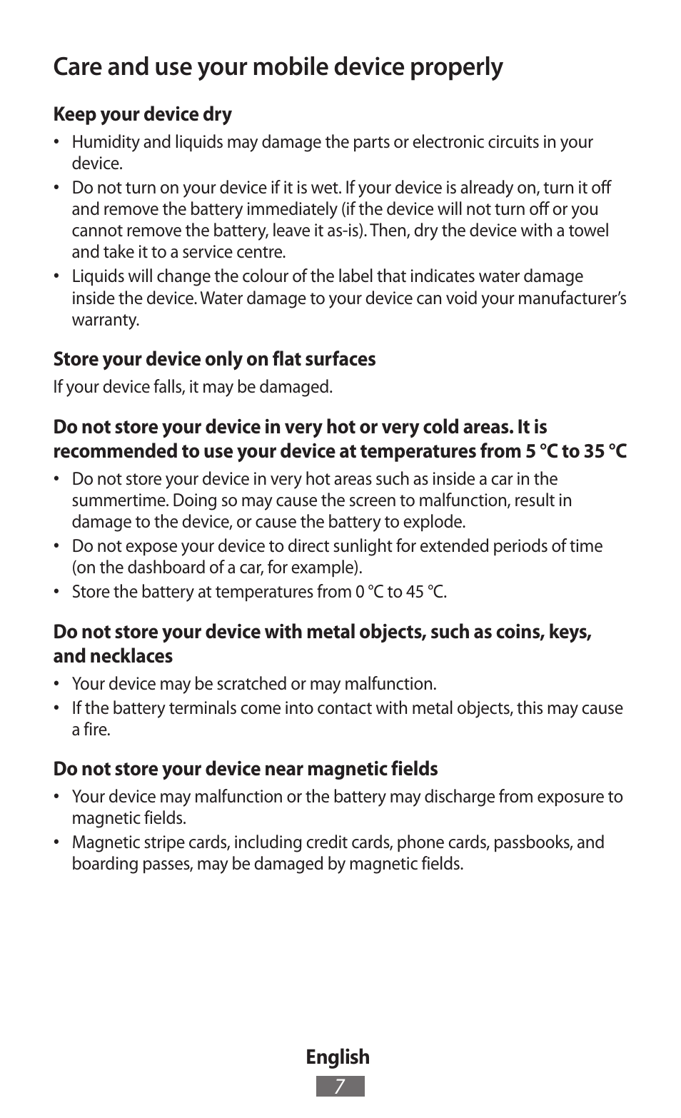 Care and use your mobile device properly | Samsung EK-GC100 User Manual | Page 8 / 559