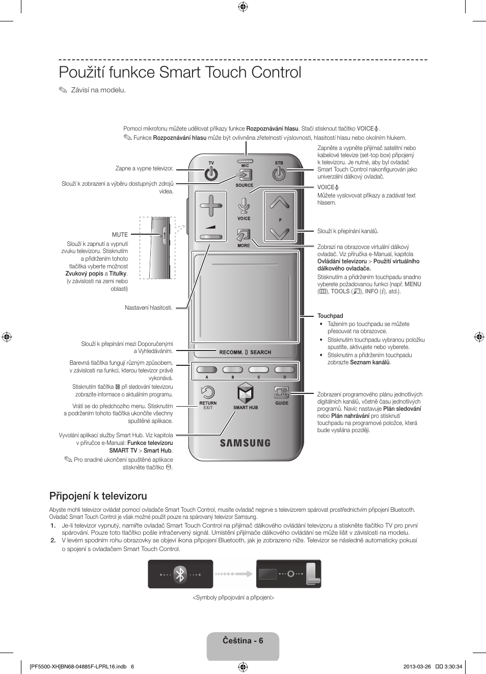 Použití funkce smart touch control, Připojení k televizoru | Samsung PS60F5500AW User Manual | Page 150 / 385