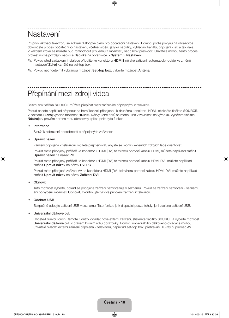 Nastavení, Přepínání mezi zdroji videa | Samsung PS60F5500AW User Manual | Page 154 / 385