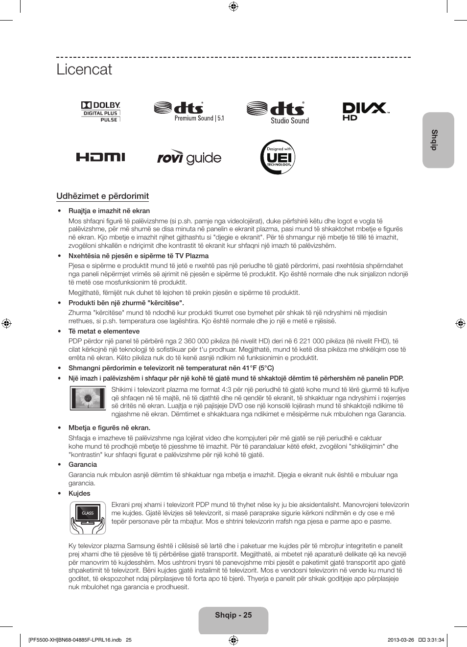 Licencat, Udhëzimet e përdorimit | Samsung PS60F5500AW User Manual | Page 265 / 385