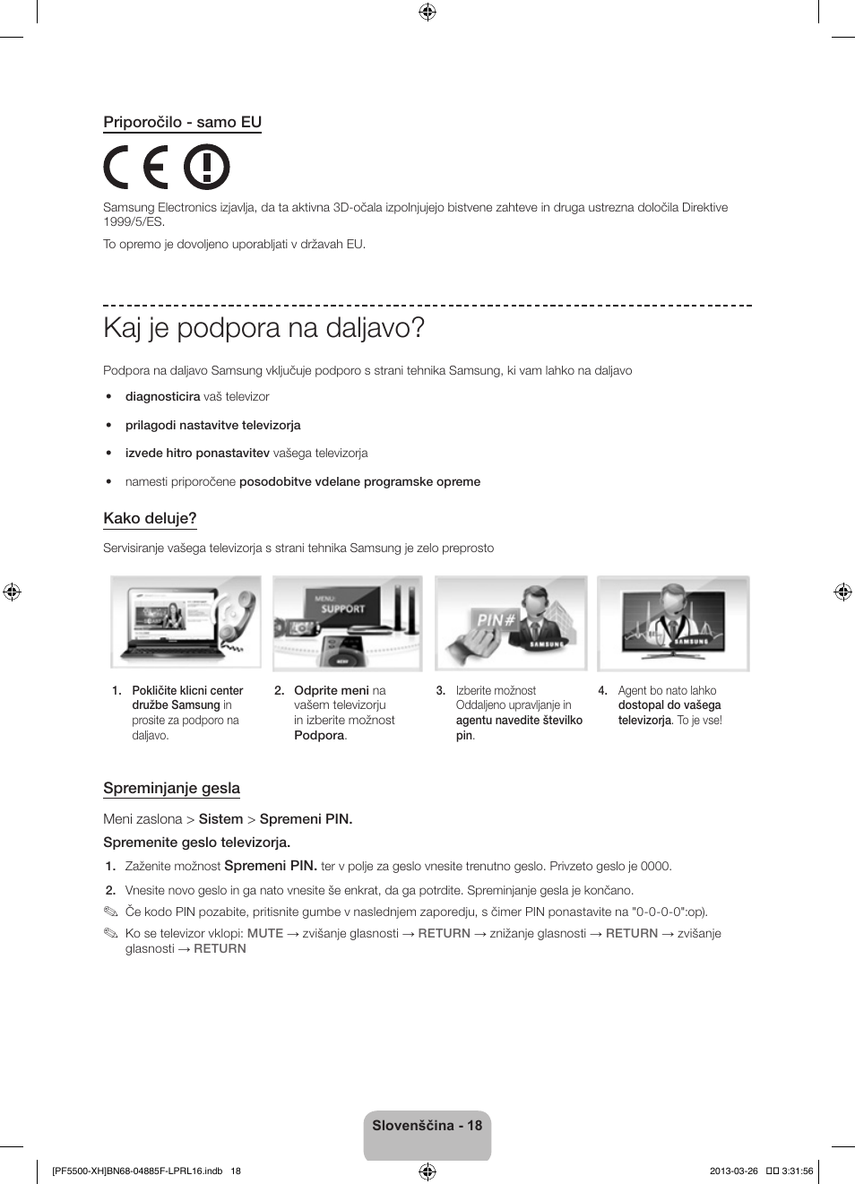 Kaj je podpora na daljavo | Samsung PS60F5500AW User Manual | Page 306 / 385