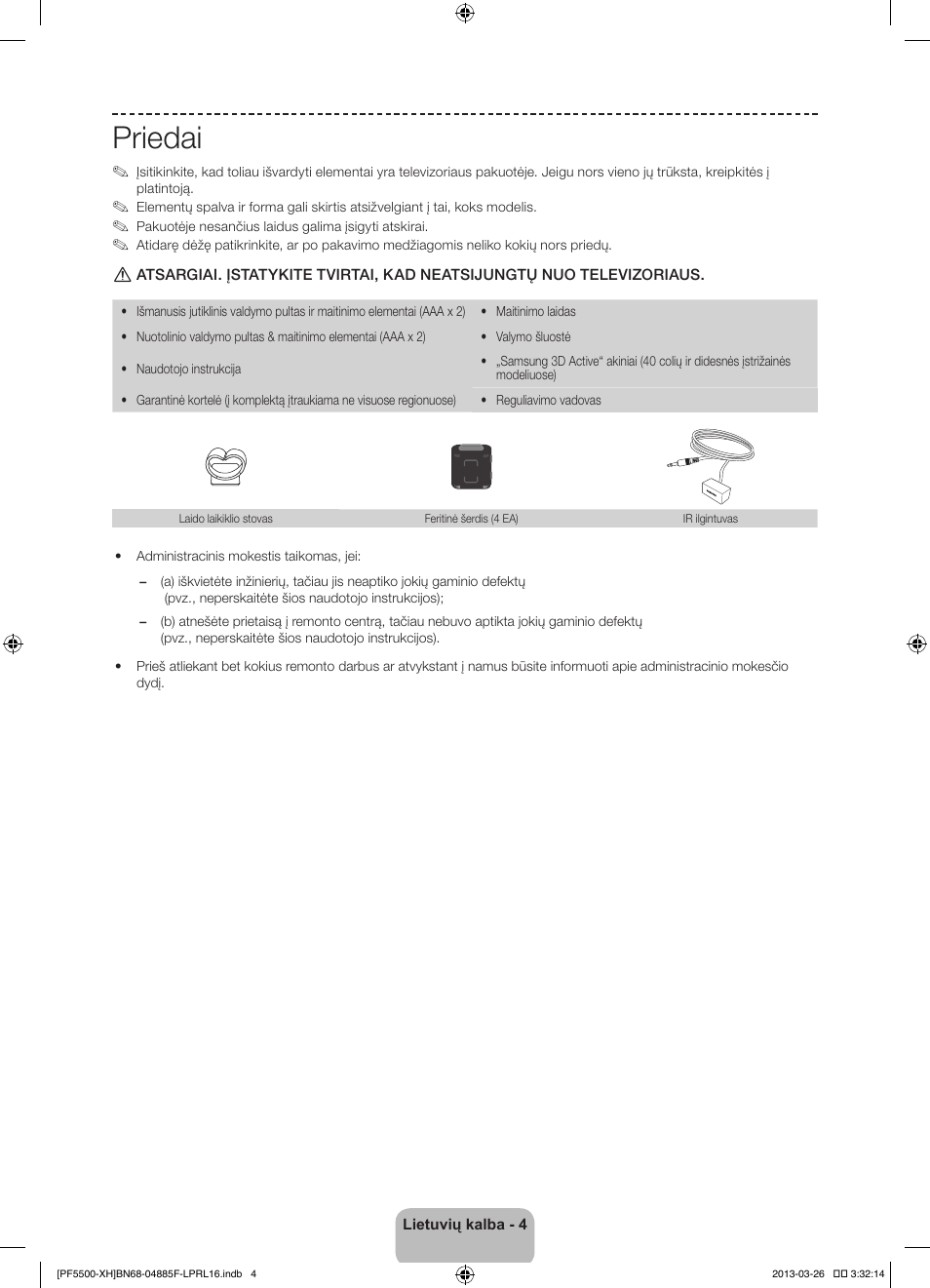 Priedai | Samsung PS60F5500AW User Manual | Page 340 / 385