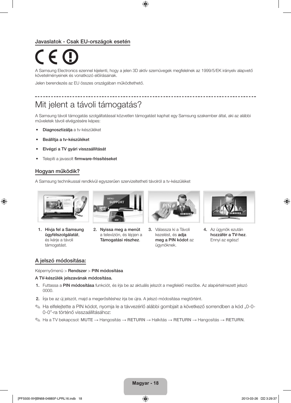 Mit jelent a távoli támogatás | Samsung PS60F5500AW User Manual | Page 42 / 385