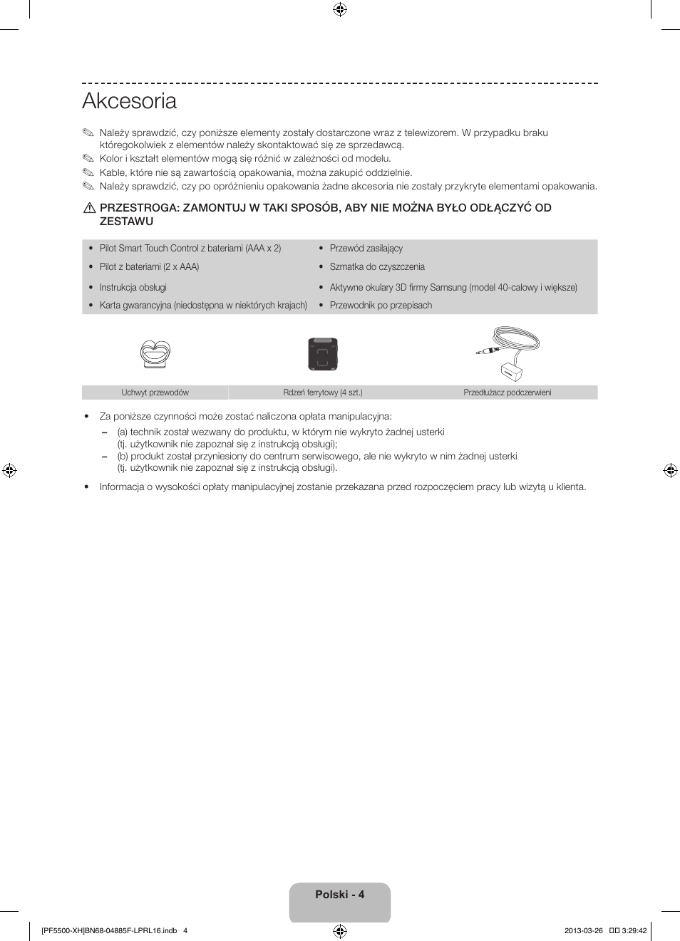 Akcesoria | Samsung PS60F5500AW User Manual | Page 52 / 385
