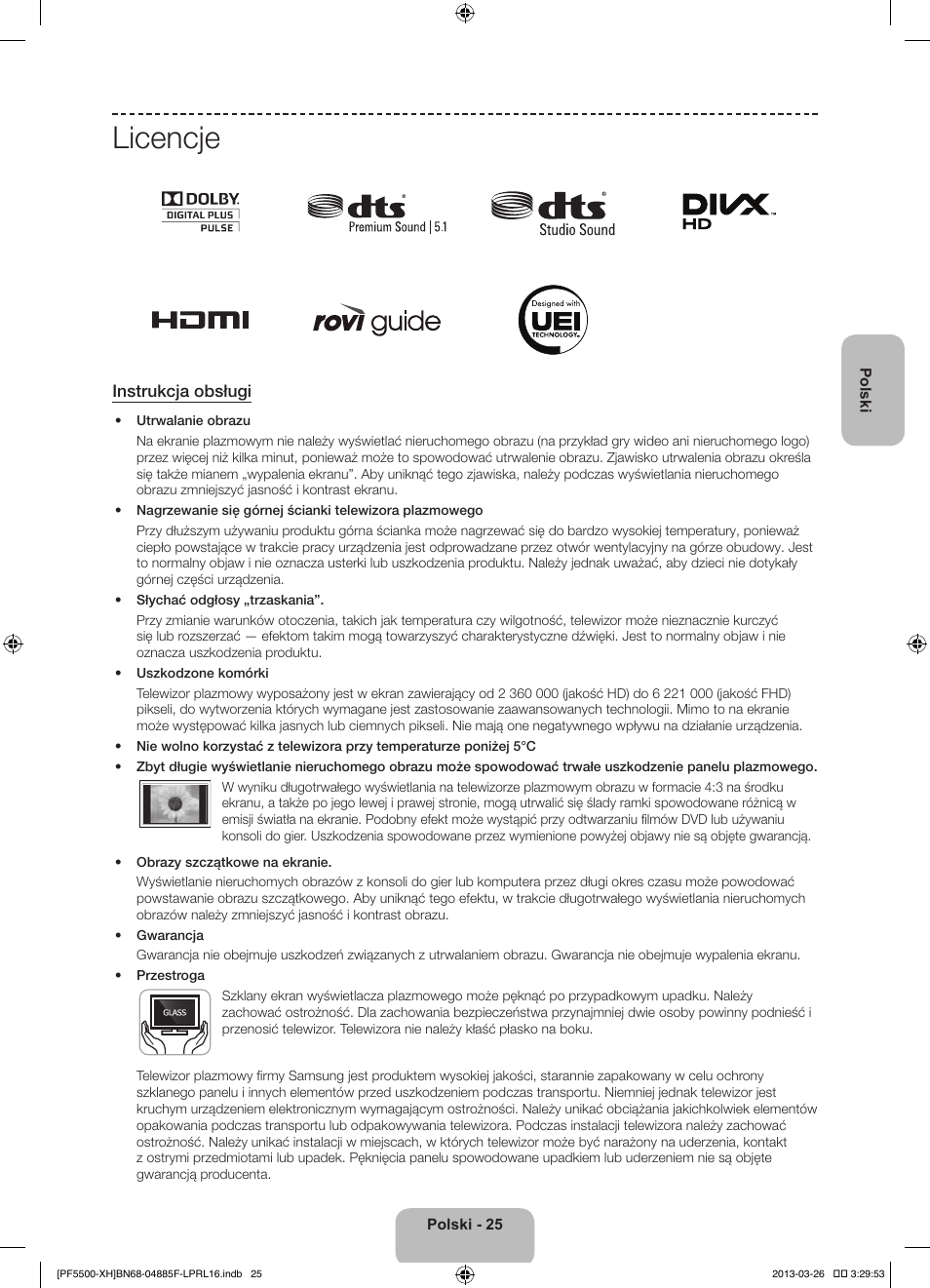 Licencje, Instrukcja obsługi | Samsung PS60F5500AW User Manual | Page 73 / 385