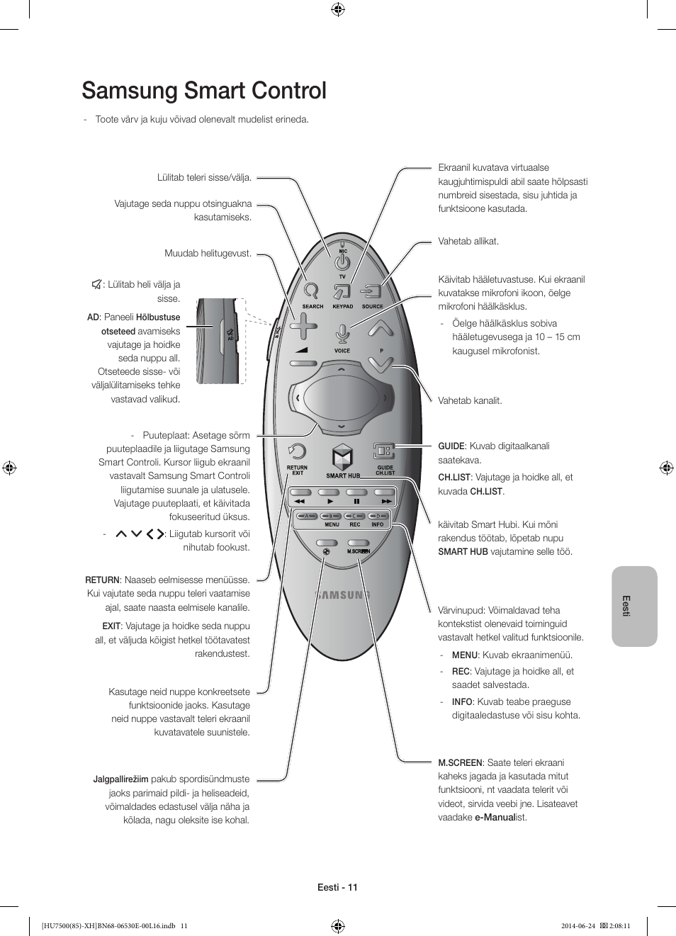 Samsung smart control | Samsung UE85HU7500L User Manual | Page 371 / 385
