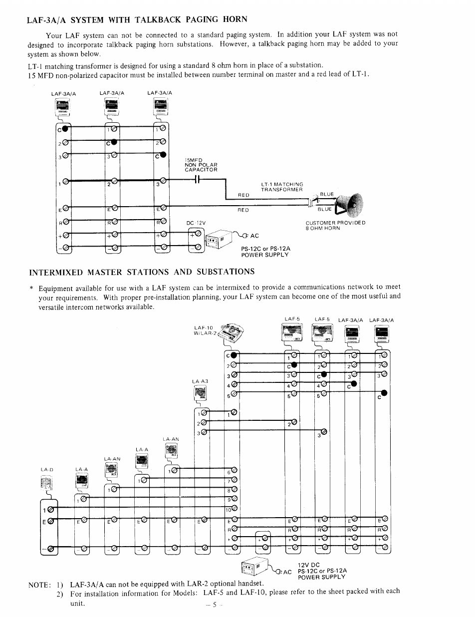 Intermixed master stations and substations | Aiphone LAF-3A User Manual | Page 5 / 6