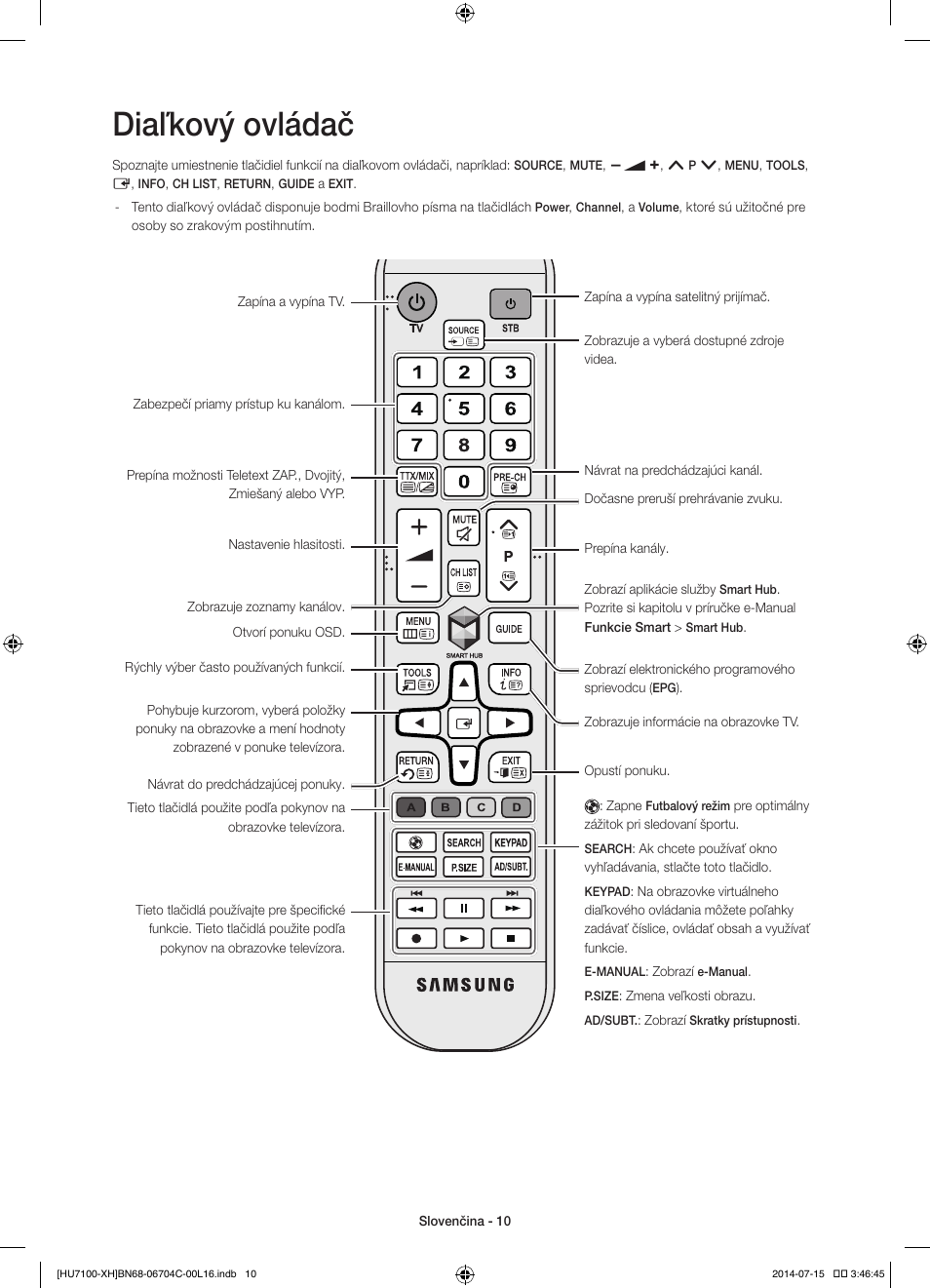 Diaľkový ovládač | Samsung UE55HU7100S User Manual | Page 150 / 322