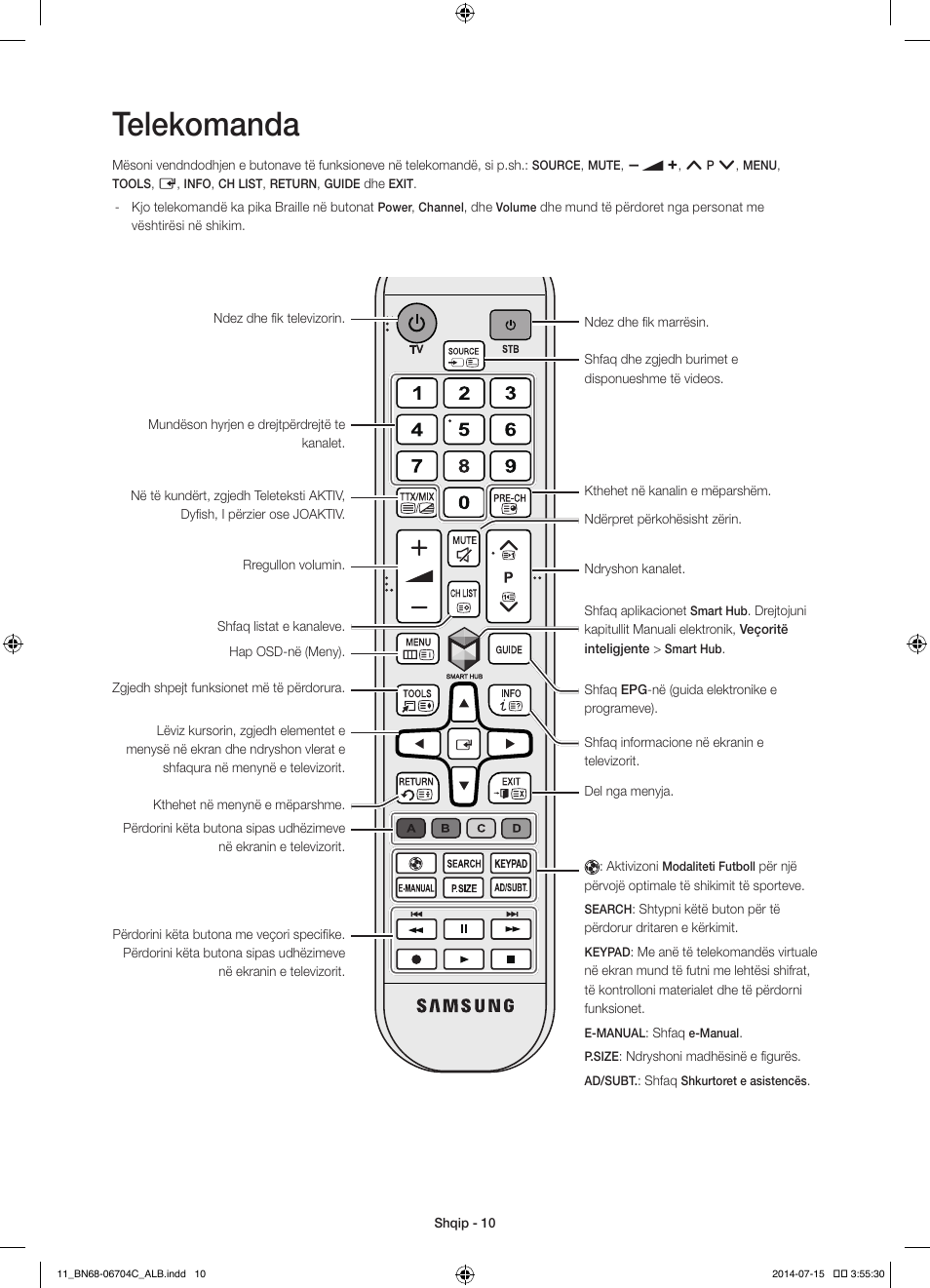 Telekomanda | Samsung UE55HU7100S User Manual | Page 210 / 322
