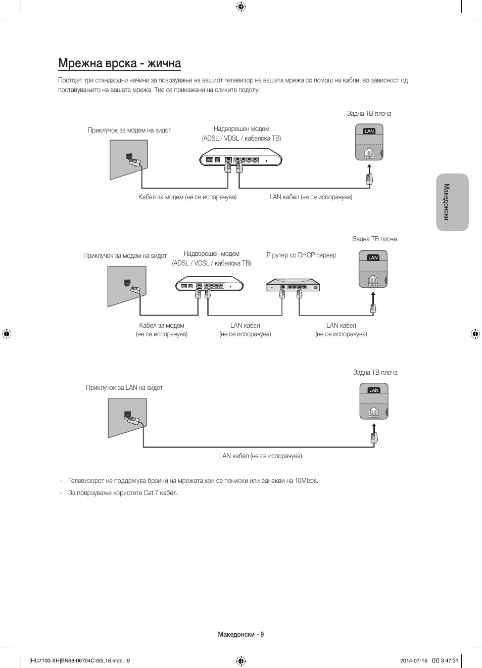 Мрежна врска - жична | Samsung UE55HU7100S User Manual | Page 229 / 322