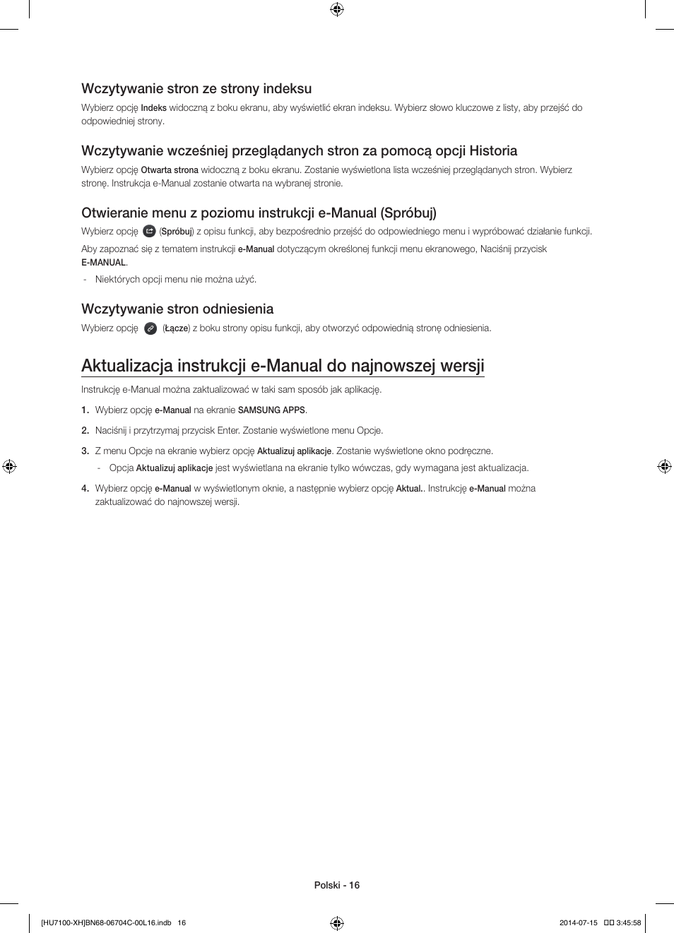 Wczytywanie stron ze strony indeksu, Wczytywanie stron odniesienia | Samsung UE55HU7100S User Manual | Page 56 / 322