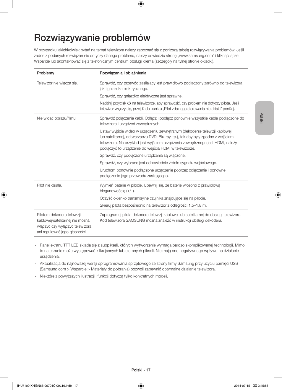 Rozwiązywanie problemów | Samsung UE55HU7100S User Manual | Page 57 / 322