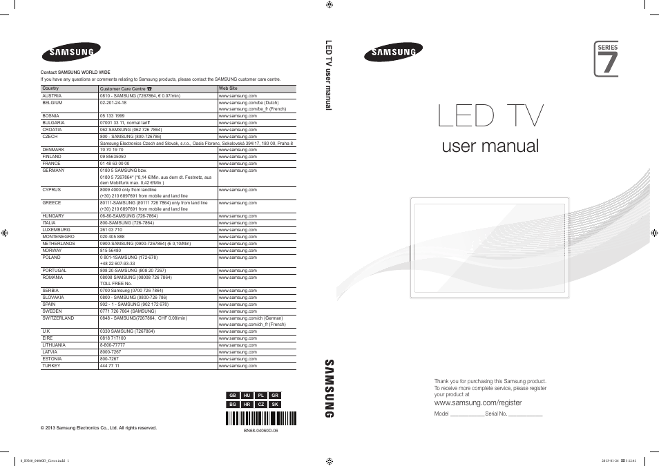 Samsung UE46ES7000S User Manual | 185 pages