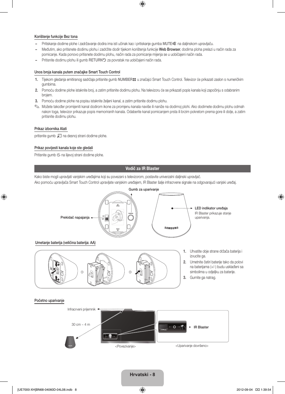 Vodič za ir blaster, Hrvatski - 8 | Samsung UE46ES7000S User Manual | Page 123 / 185