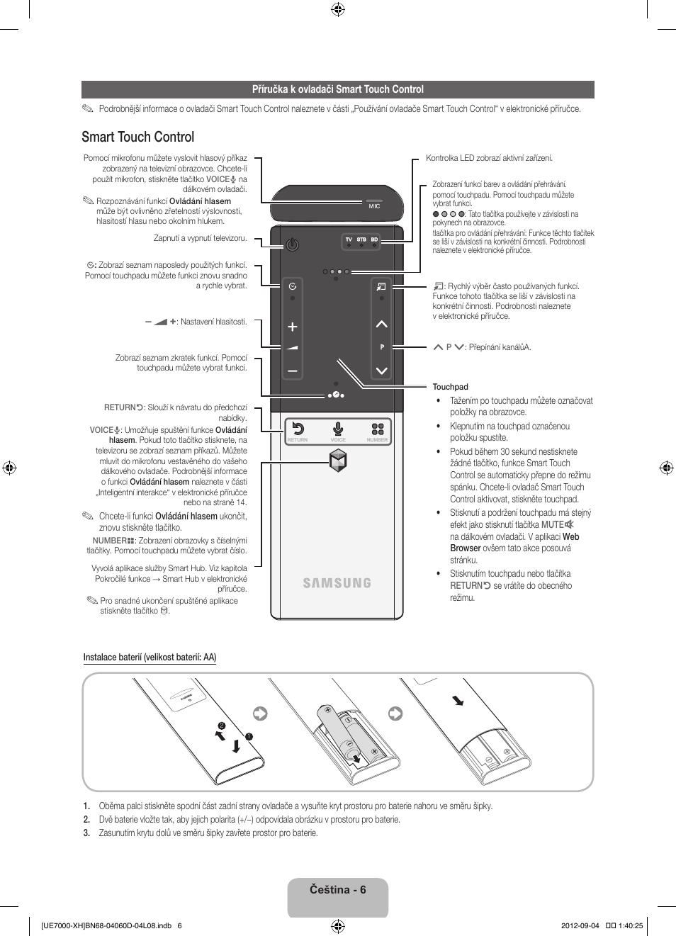 Smart touch control | Samsung UE46ES7000S User Manual | Page 144 / 185