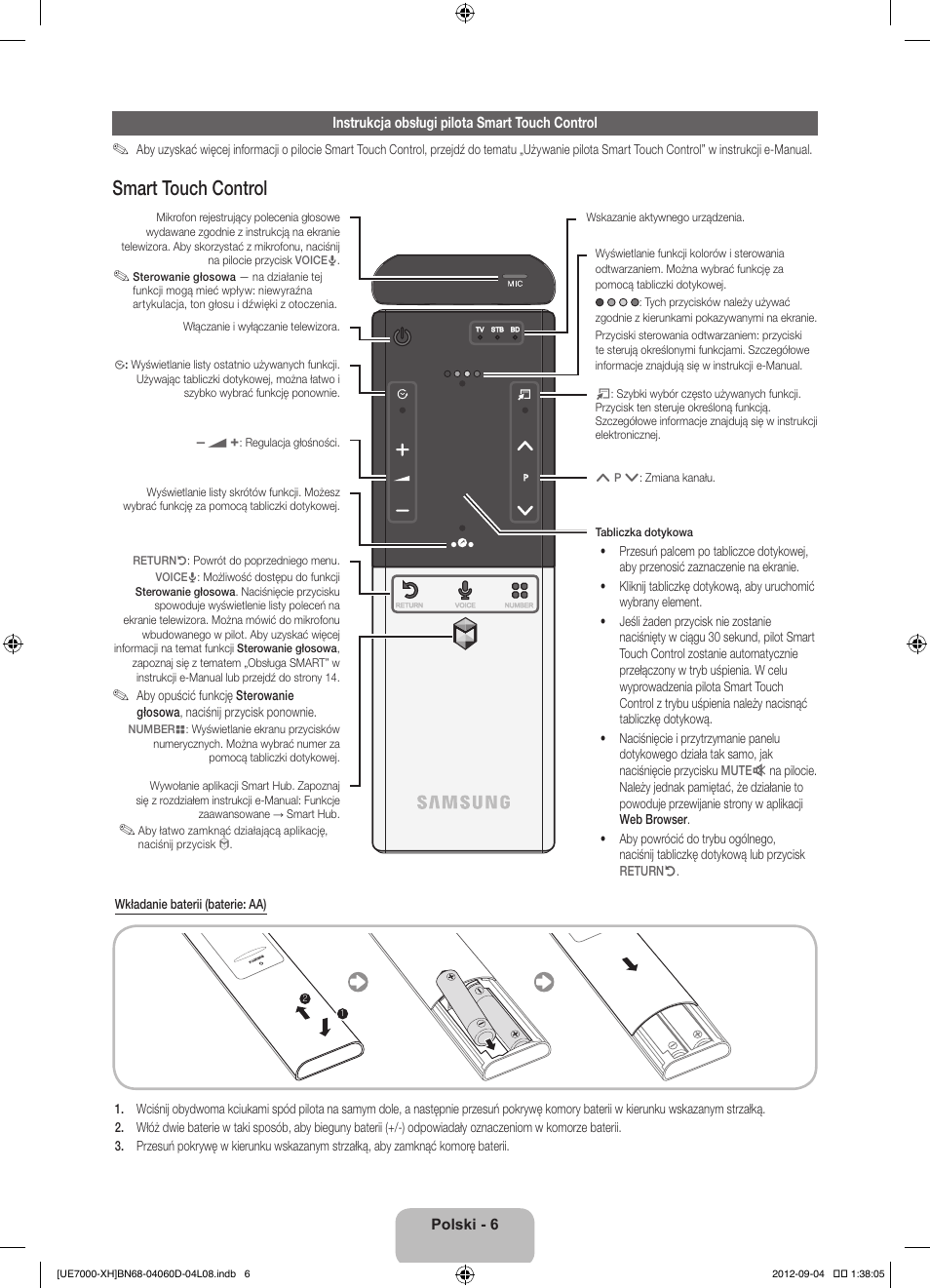 Smart touch control | Samsung UE46ES7000S User Manual | Page 52 / 185