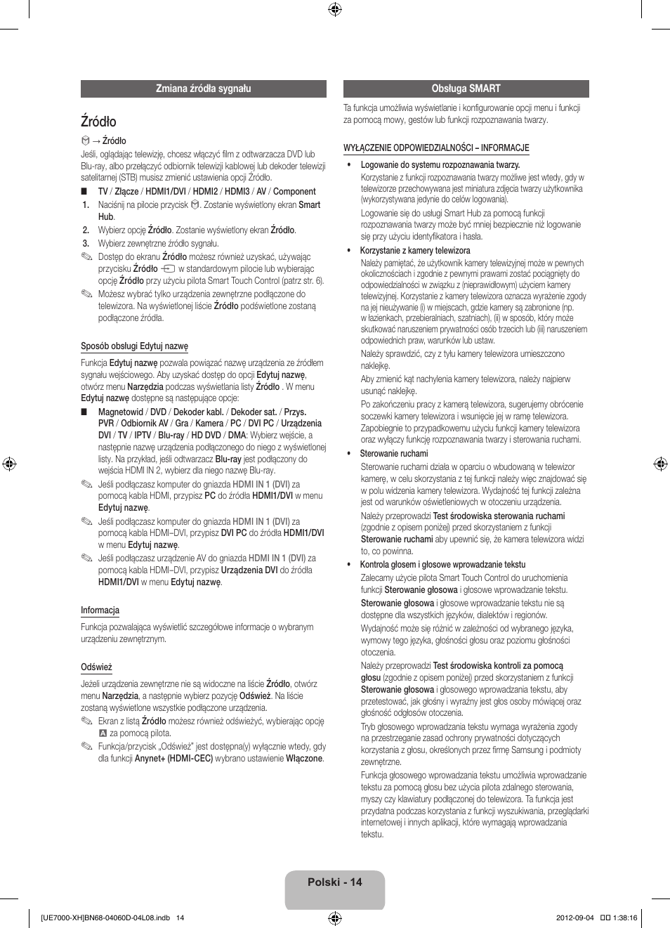 Źródło | Samsung UE46ES7000S User Manual | Page 60 / 185