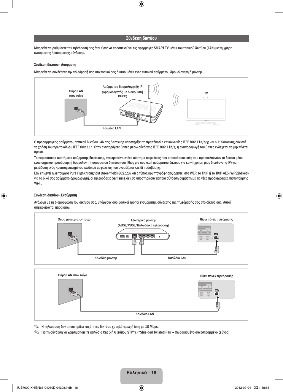 Σύνδεση δικτύου | Samsung UE46ES7000S User Manual | Page 87 / 185