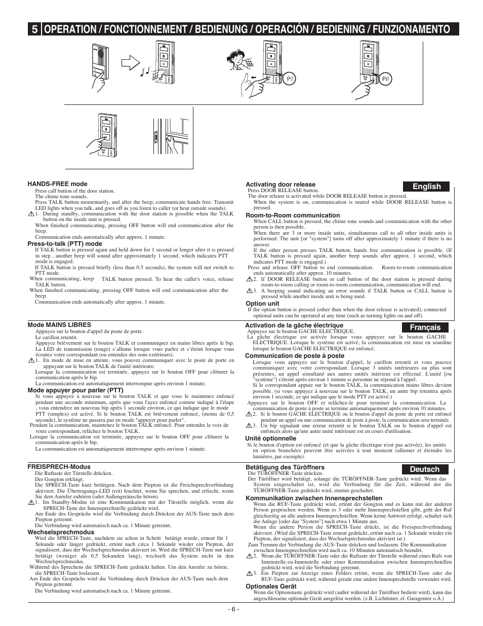 English français deutsch | Aiphone DA-1DS User Manual | Page 6 / 8