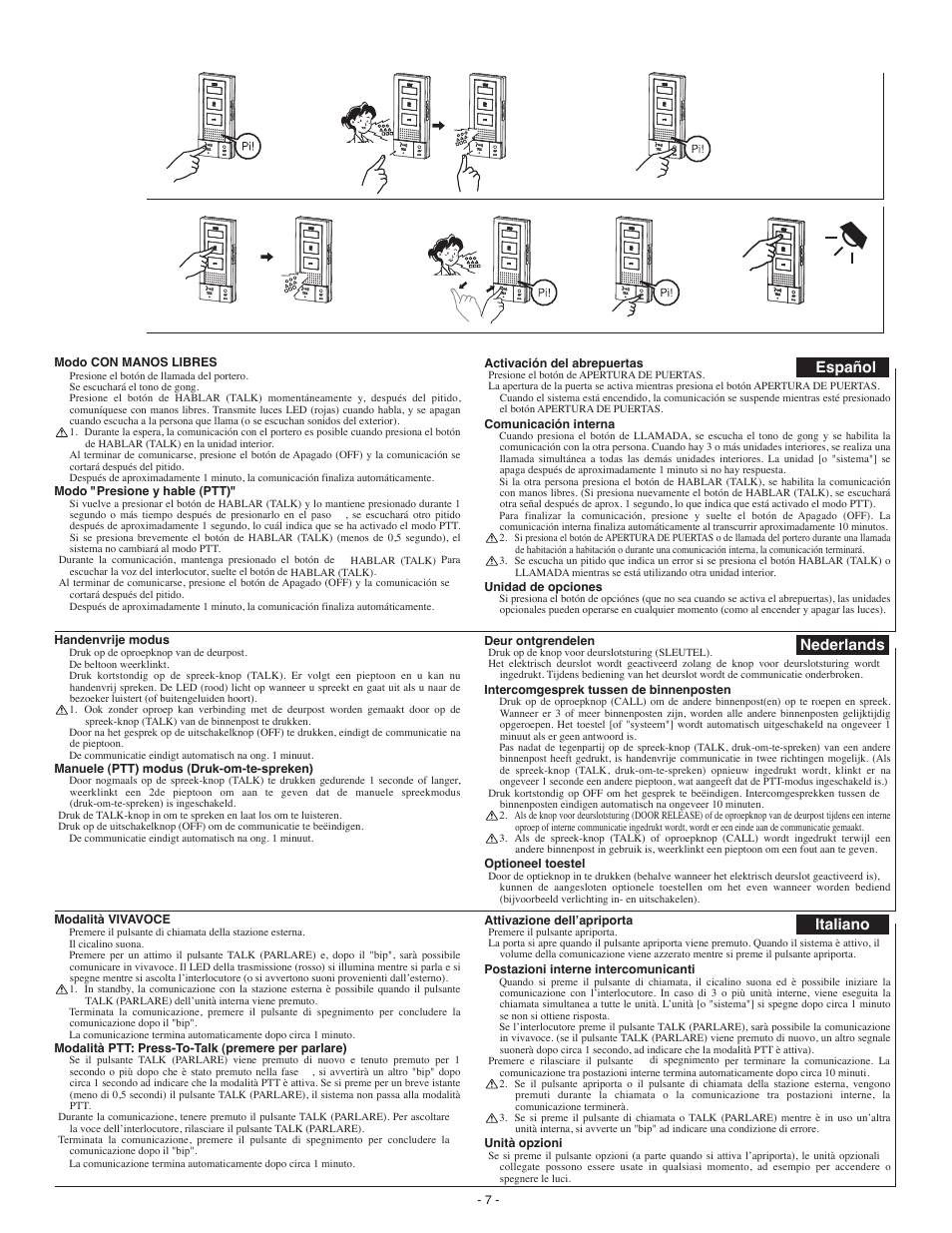 Español nederlands italiano | Aiphone DA-1DS User Manual | Page 7 / 8