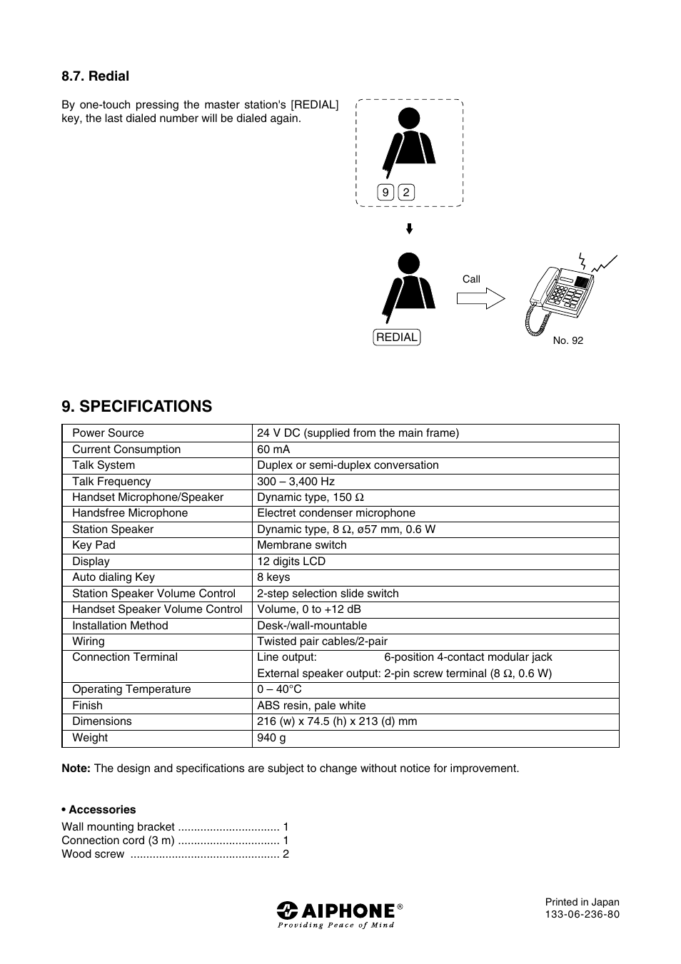 Specifications | Aiphone MASTER STATION AI-MS900 User Manual | Page 16 / 16