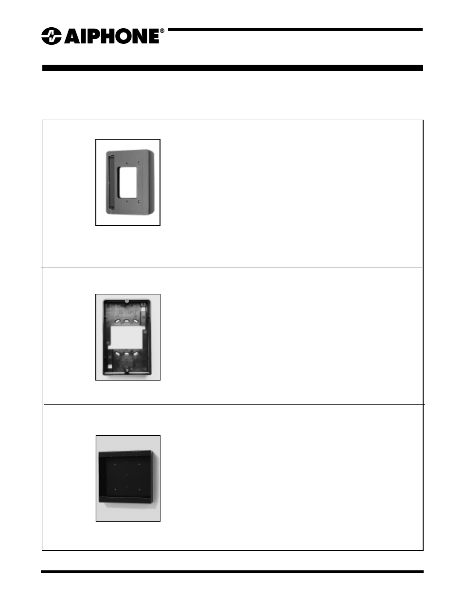 Video accessories, Accessories, Mounting boxes for video door stations | Aiphone KA-DGR User Manual | Page 2 / 2