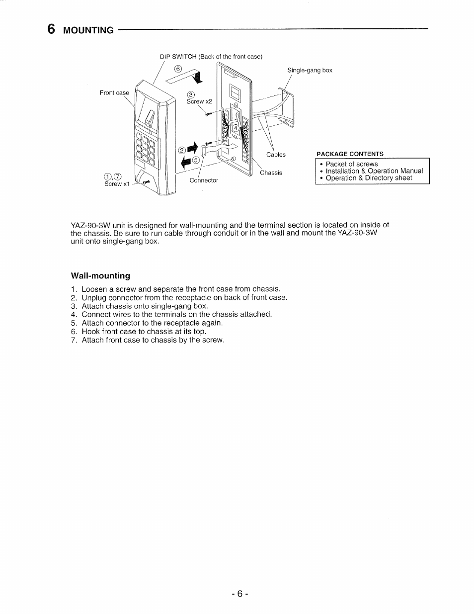 6 mounting | Aiphone YAZ-90-3W User Manual | Page 6 / 8