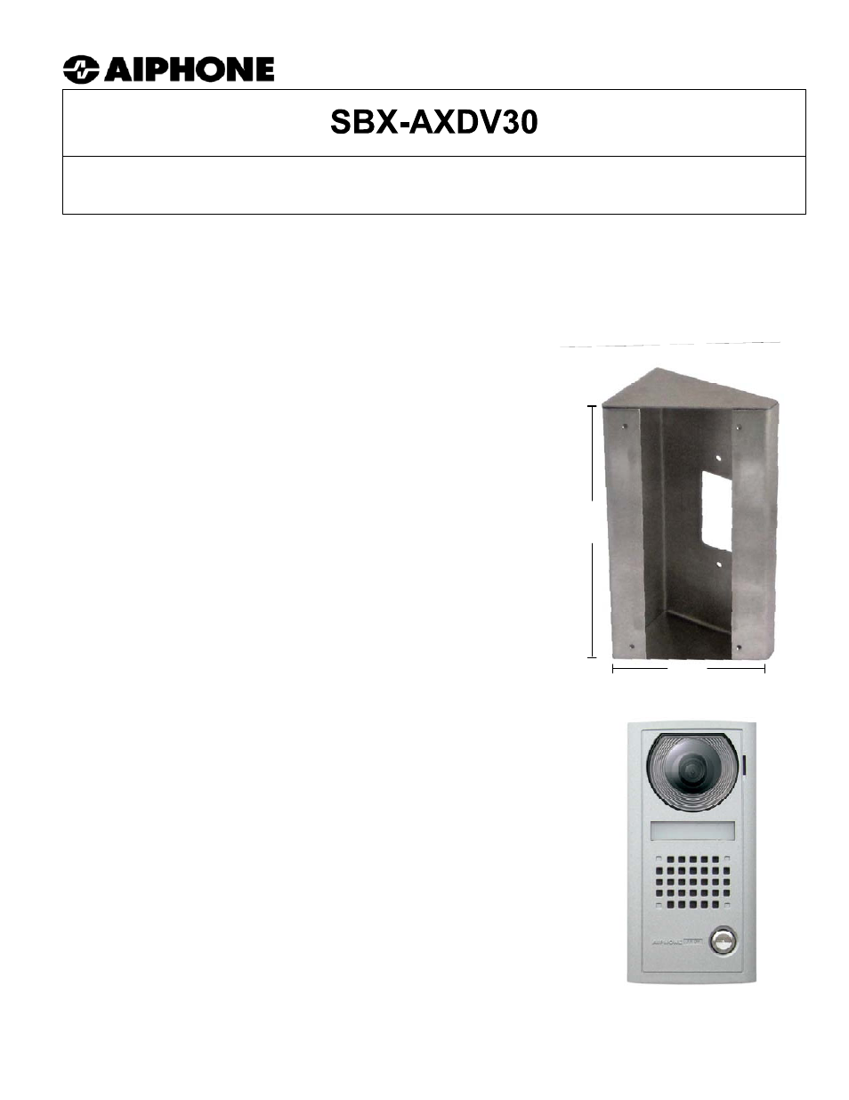 Aiphone SBX-AXDV30 User Manual | 1 page