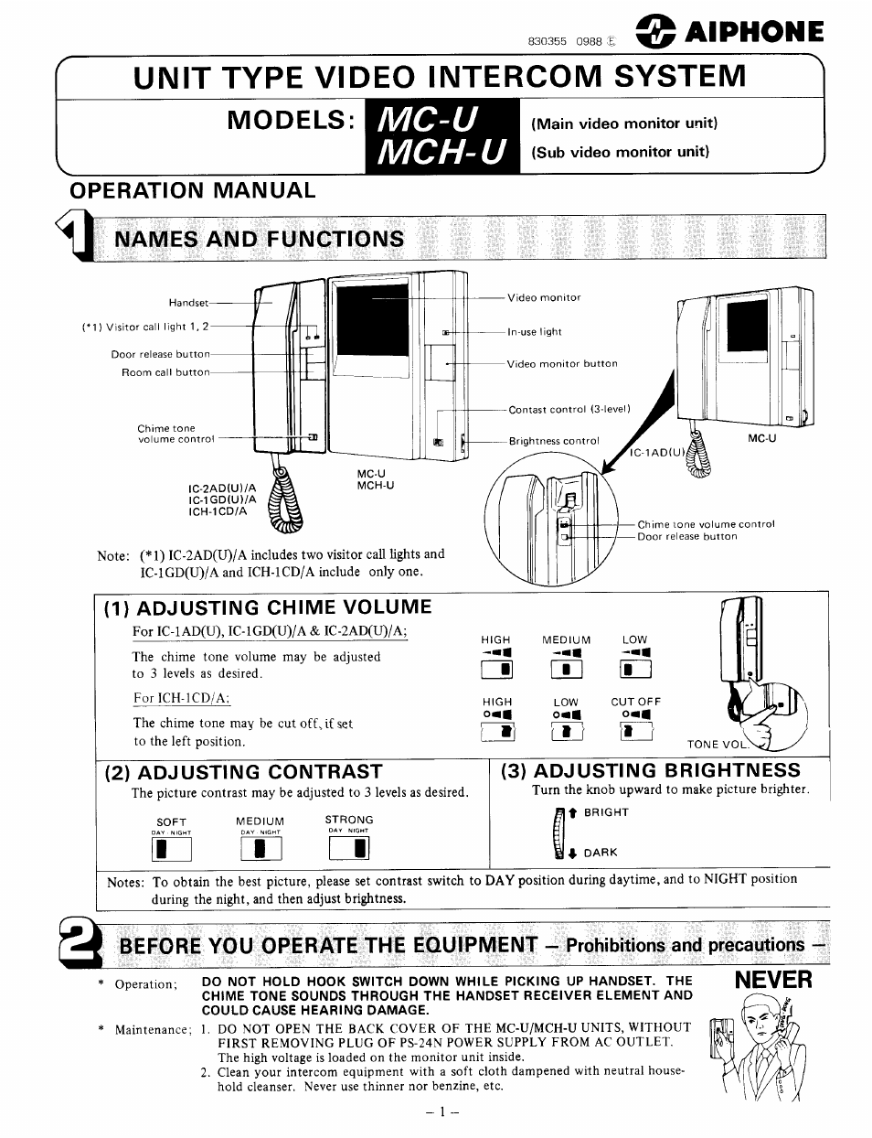 Aiphone MC-U User Manual | 4 pages