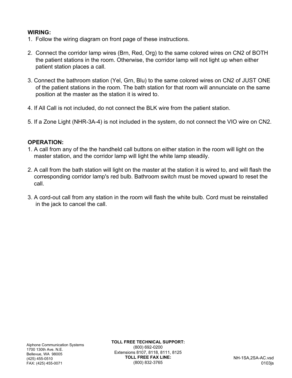 Aiphone NH-1SA-AC User Manual | Page 2 / 2