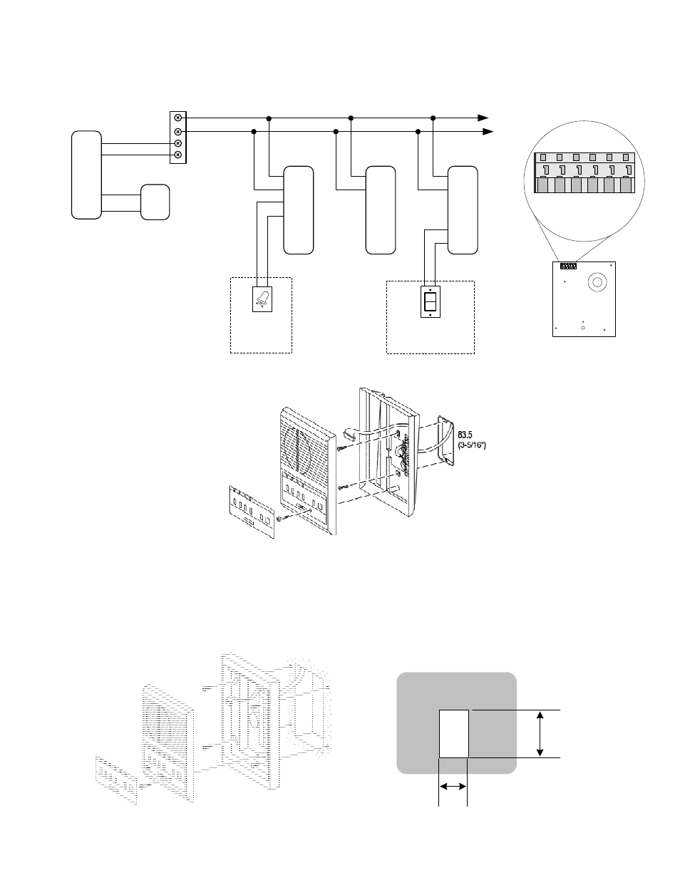 Wiring diagram, Terminal locations, Wall | Aiphone GFO-1DLF User Manual | Page 2 / 5