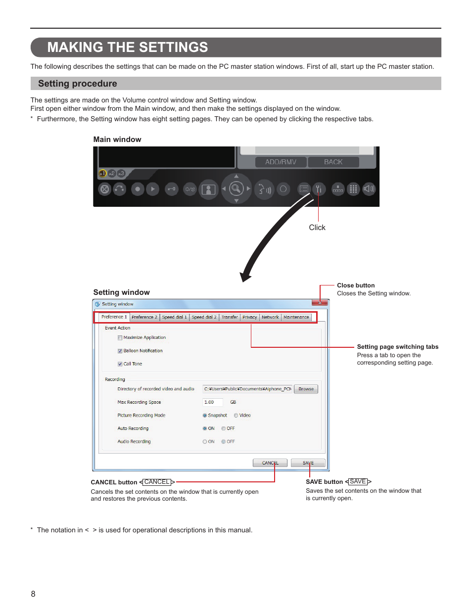 Making the settings, Setting procedure | Aiphone IS-SOFT 514426 A 0611YZ User Manual | Page 8 / 18