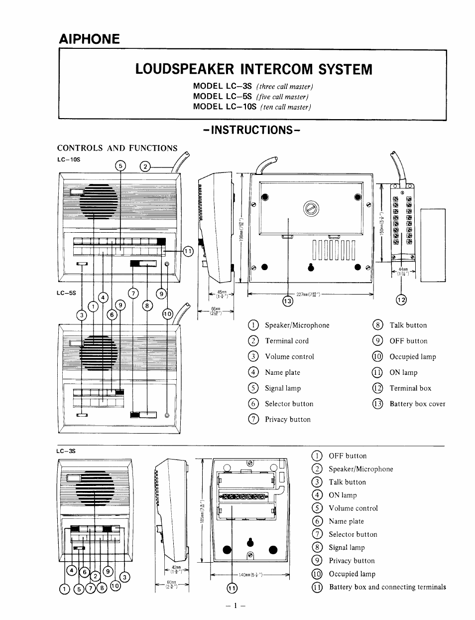 Aiphone LC-5S User Manual | 8 pages