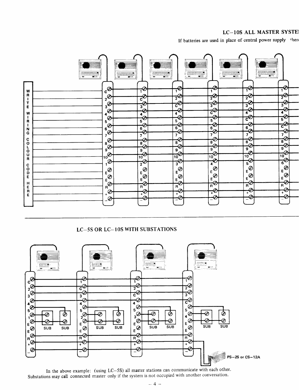 Lc-ios all master systei, Lc-5s or lc-ios with substations | Aiphone LC-5S User Manual | Page 4 / 8