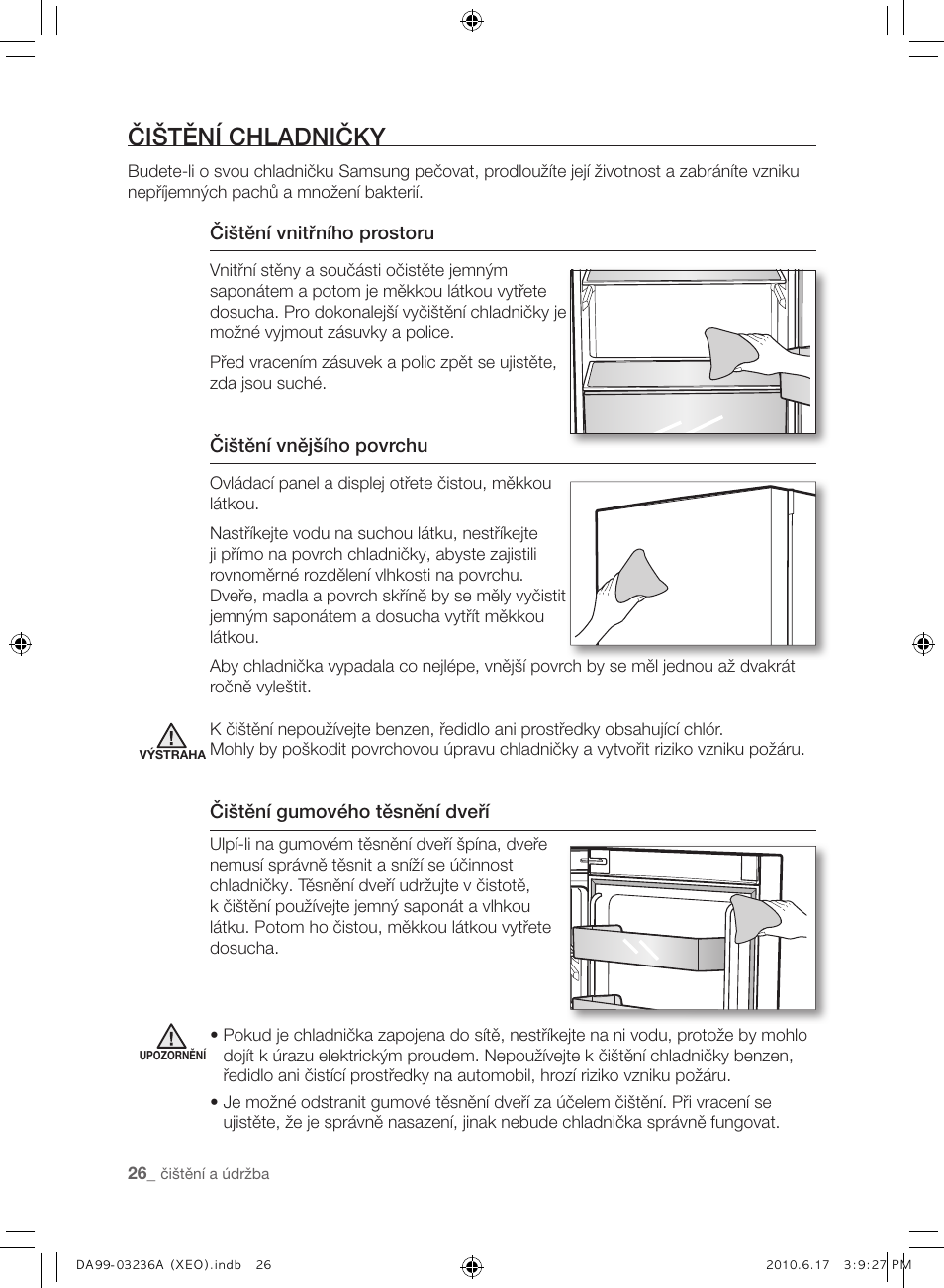 Čištění chladničky | Samsung RL39THCMG User Manual | Page 112 / 228