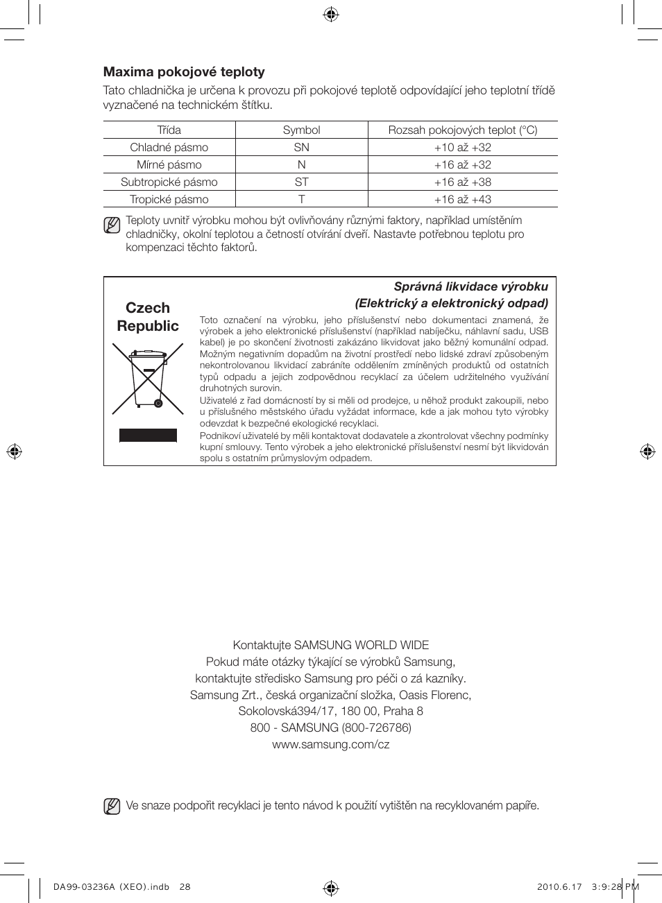 Czech republic | Samsung RL39THCMG User Manual | Page 114 / 228