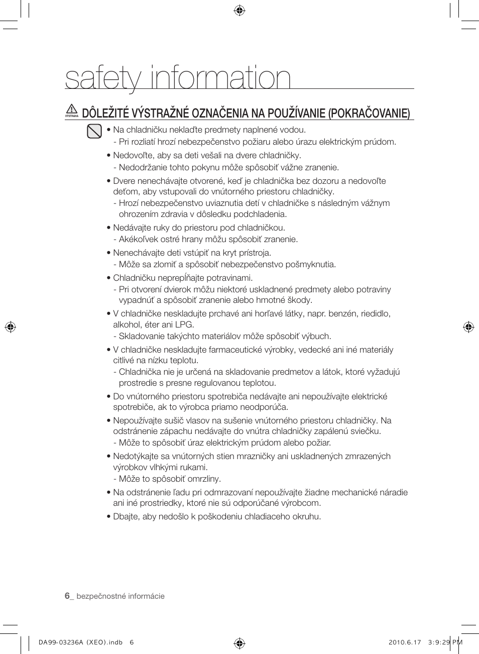 Safety information | Samsung RL39THCMG User Manual | Page 120 / 228