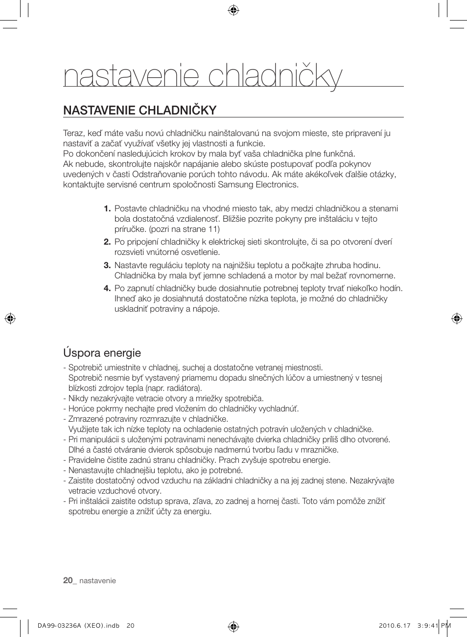 Nastavenie chladničky, Úspora energie | Samsung RL39THCMG User Manual | Page 134 / 228