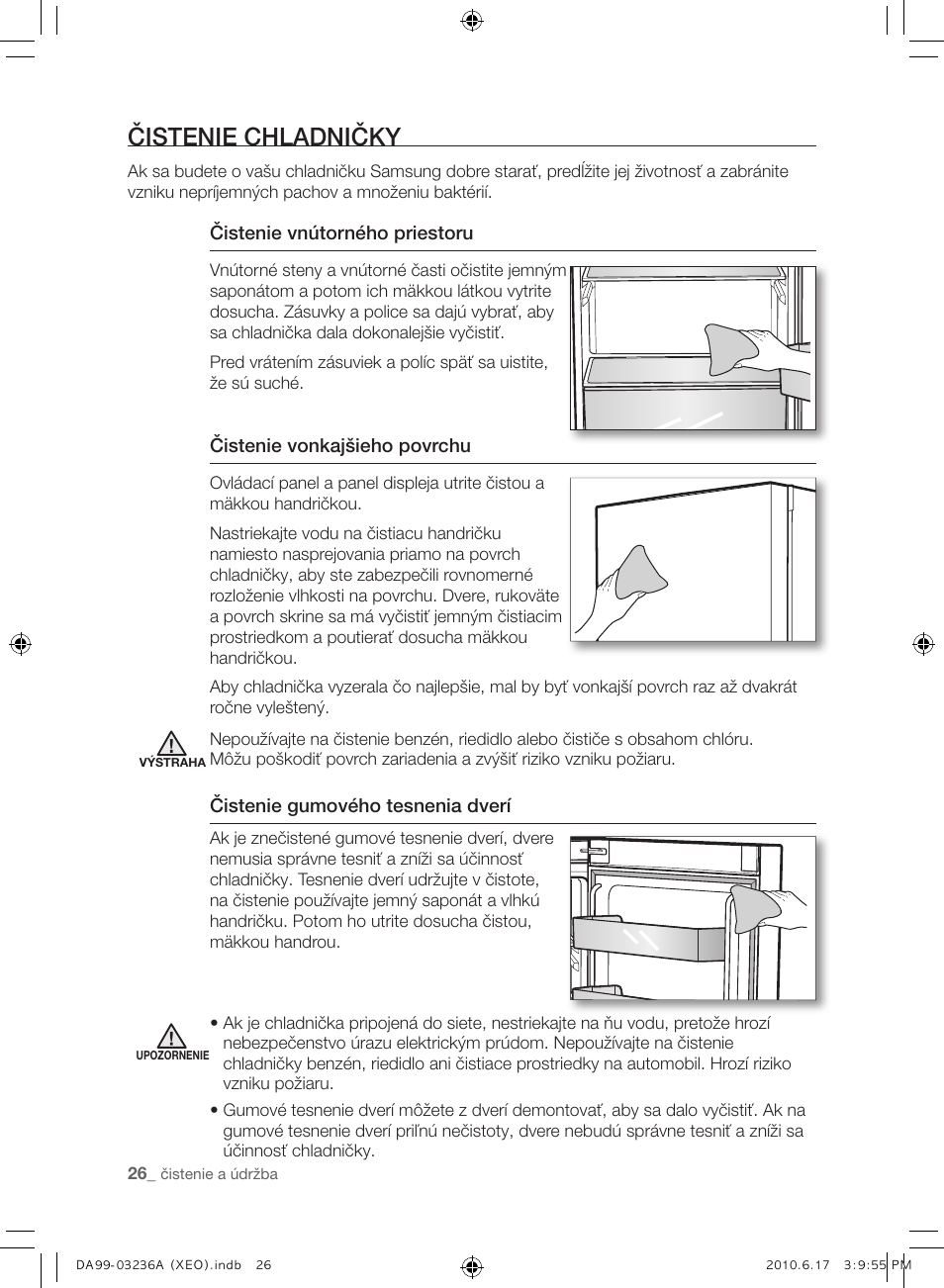 Čistenie chladničky | Samsung RL39THCMG User Manual | Page 140 / 228