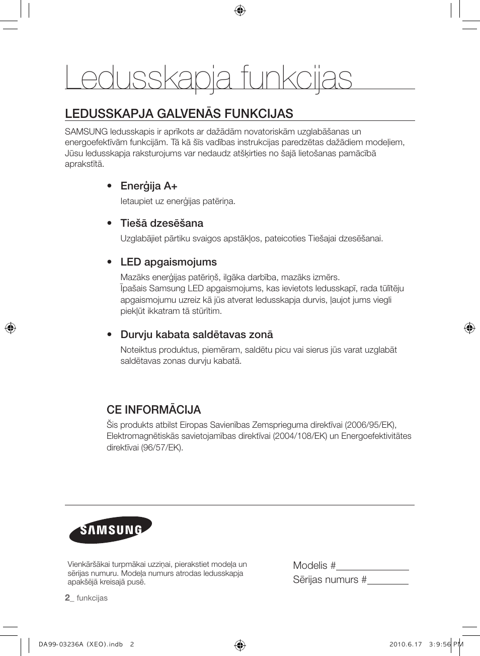 Ledusskapja funkcijas, Ledusskapja galvenās funkcijas | Samsung RL39THCMG User Manual | Page 144 / 228