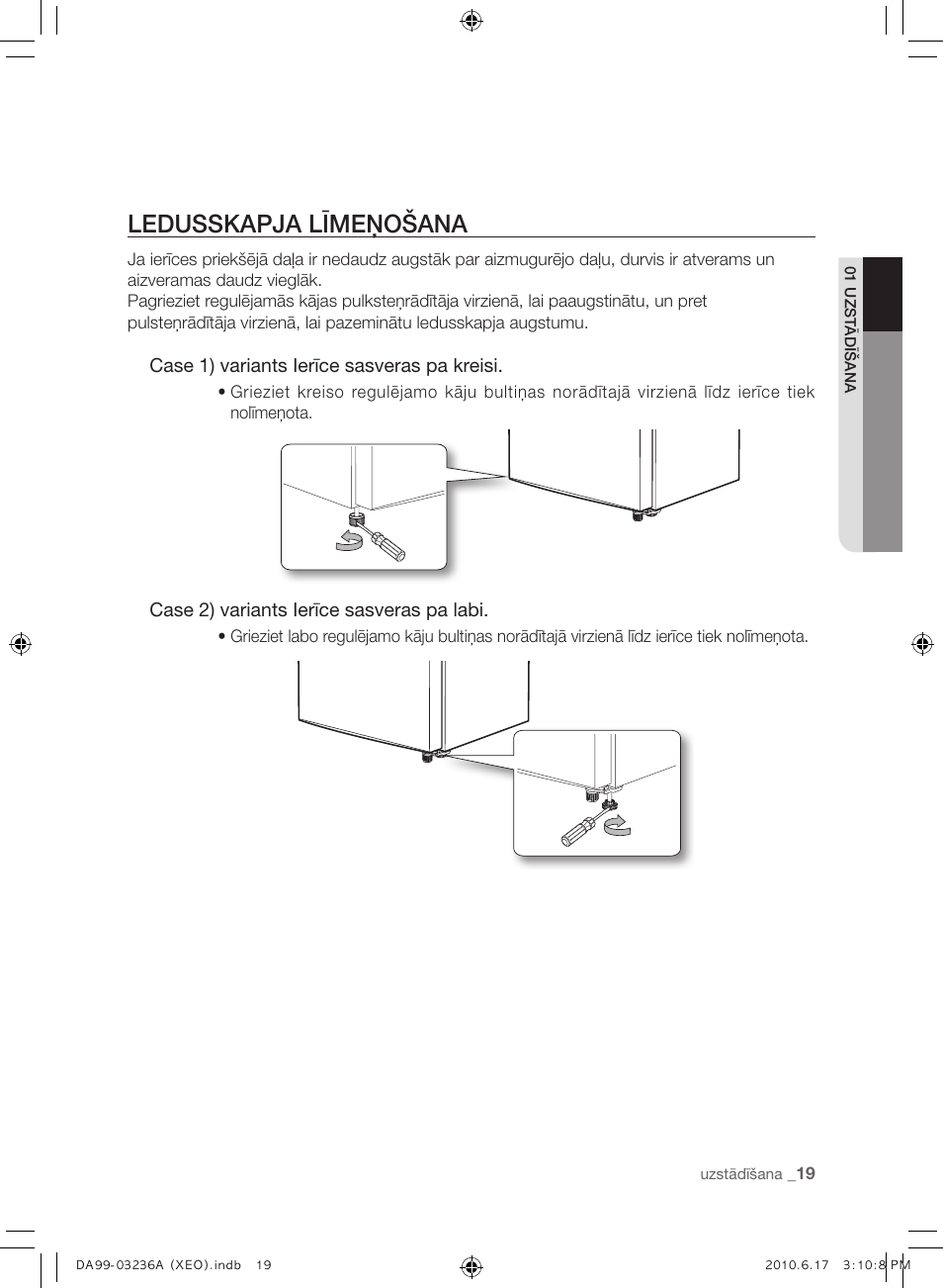 Ledusskapja līmeņošana | Samsung RL39THCMG User Manual | Page 161 / 228