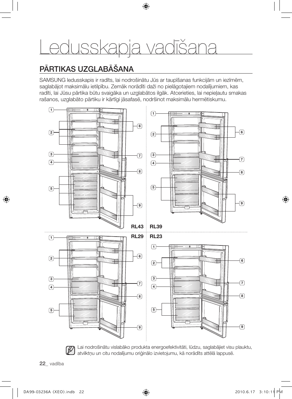 Ledusskapja vadīšana, Pārtikas uzglabāšana | Samsung RL39THCMG User Manual | Page 164 / 228