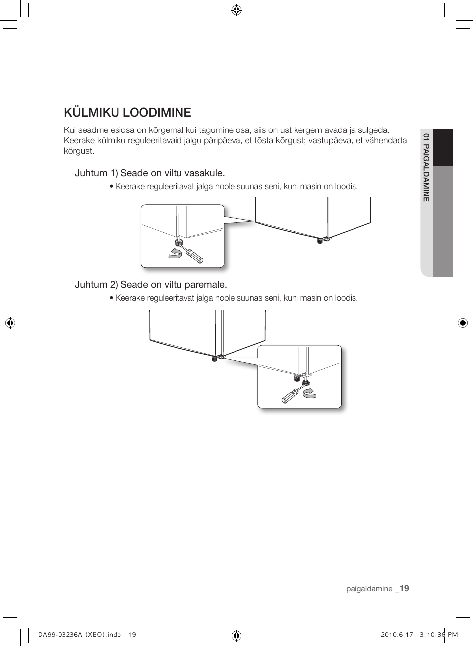 Külmiku loodimine | Samsung RL39THCMG User Manual | Page 189 / 228