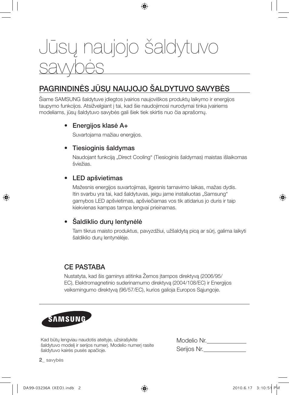 Jūsų naujojo šaldytuvo savybės | Samsung RL39THCMG User Manual | Page 200 / 228